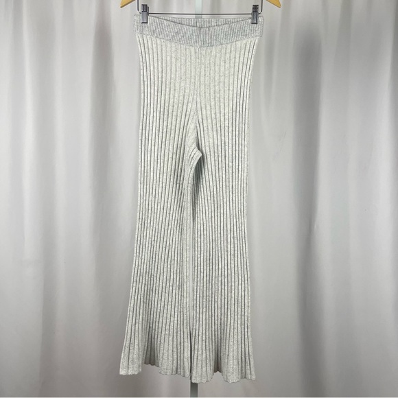 Treasure & Bond Medium Wool Blend Wide Leg Flare Ribbed Knit Pants Lounge Boho - Picture 1 of 6